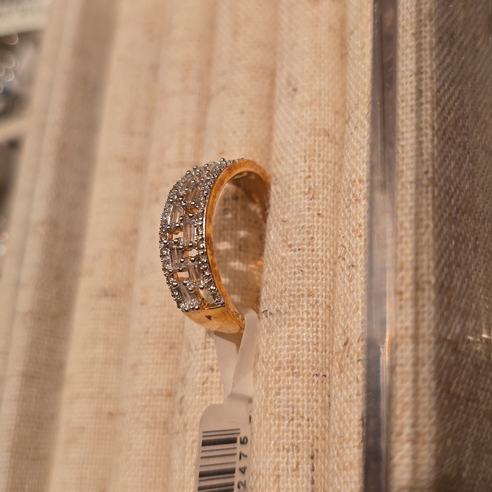 KOHL'S 14K GOLD OVER STERLING SILVER LAB CREATED WHITE SAPPHIRE RING SIZE 7